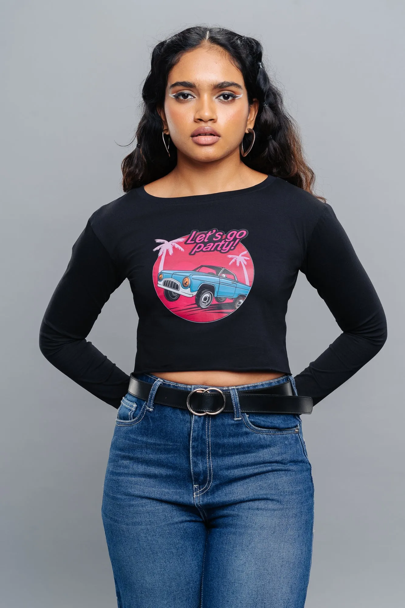 Party Up Black Crop Top