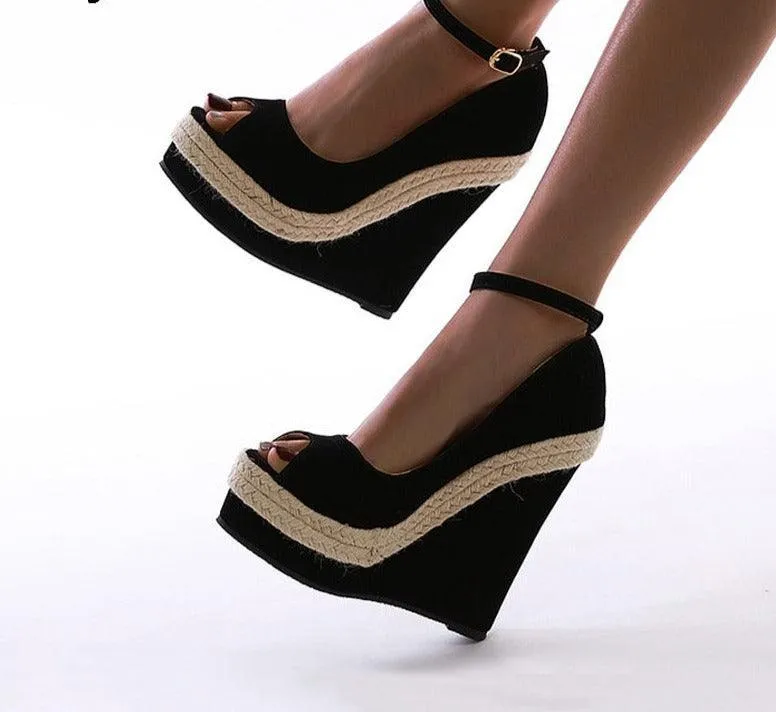 Peep Toe Heels Wedge Sandals