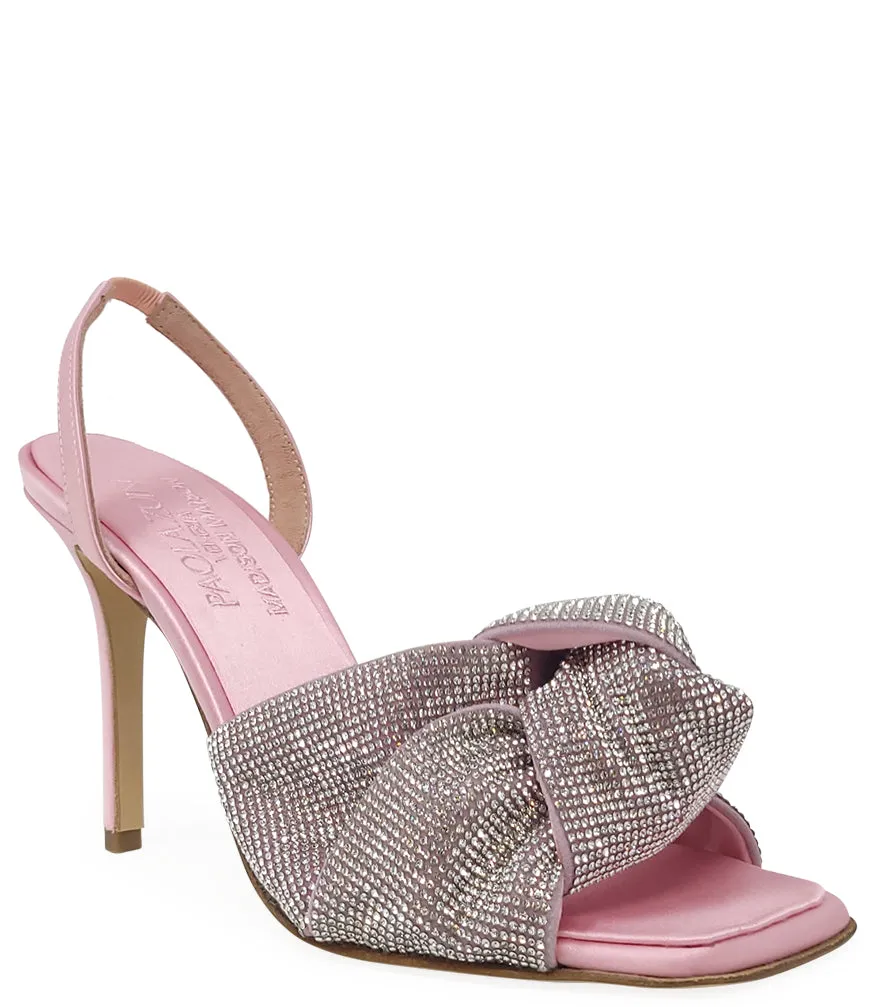 Pink Satin Leather High Heel Sandal