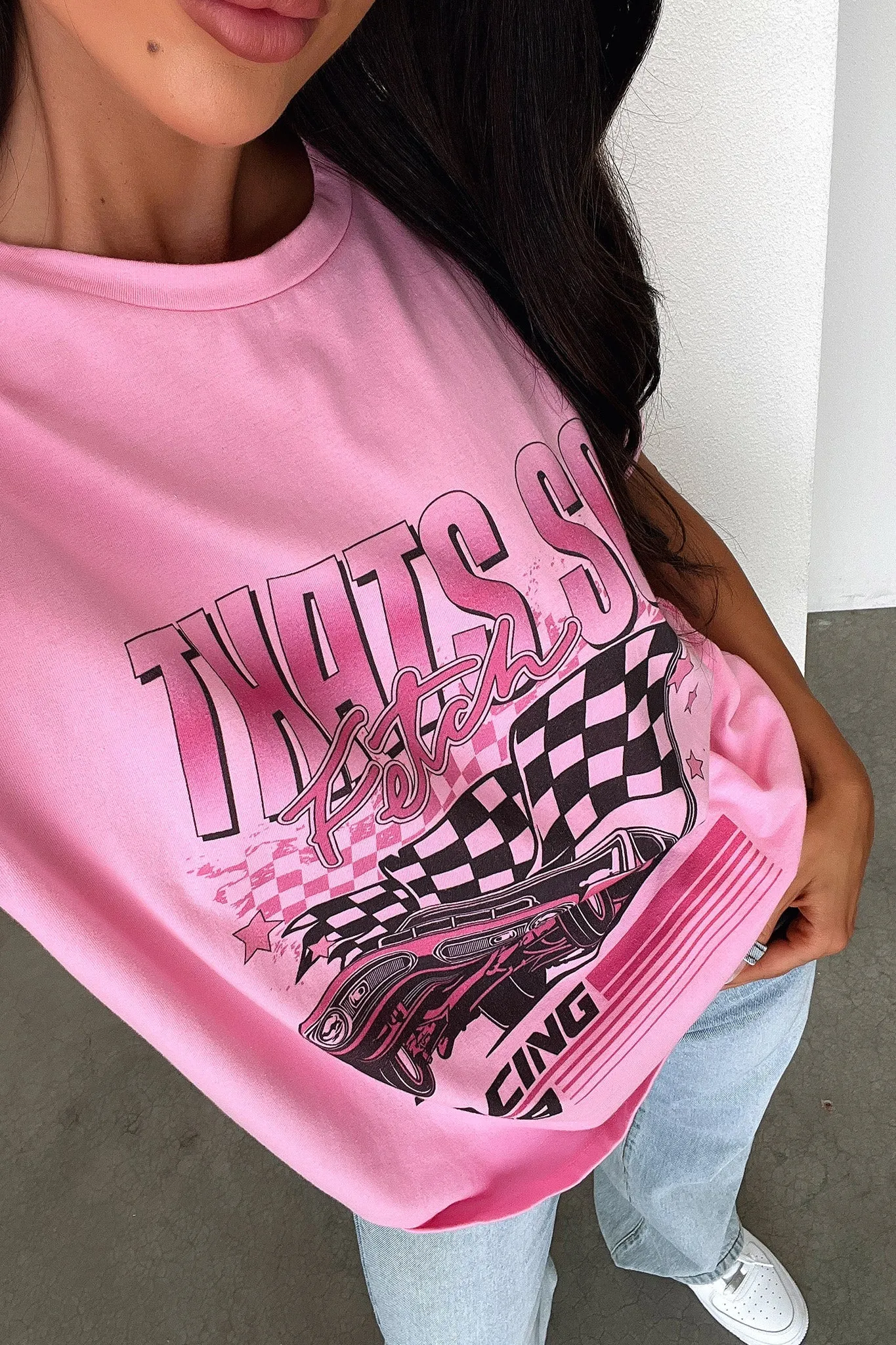 Pitstop Oversized Tee - Pink