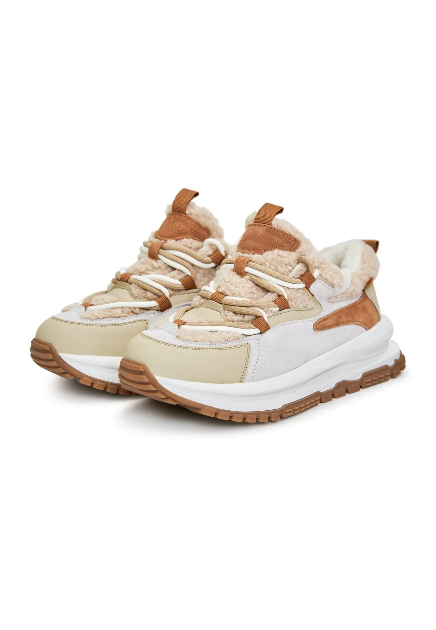 Platform Warm Sneakers - Beige