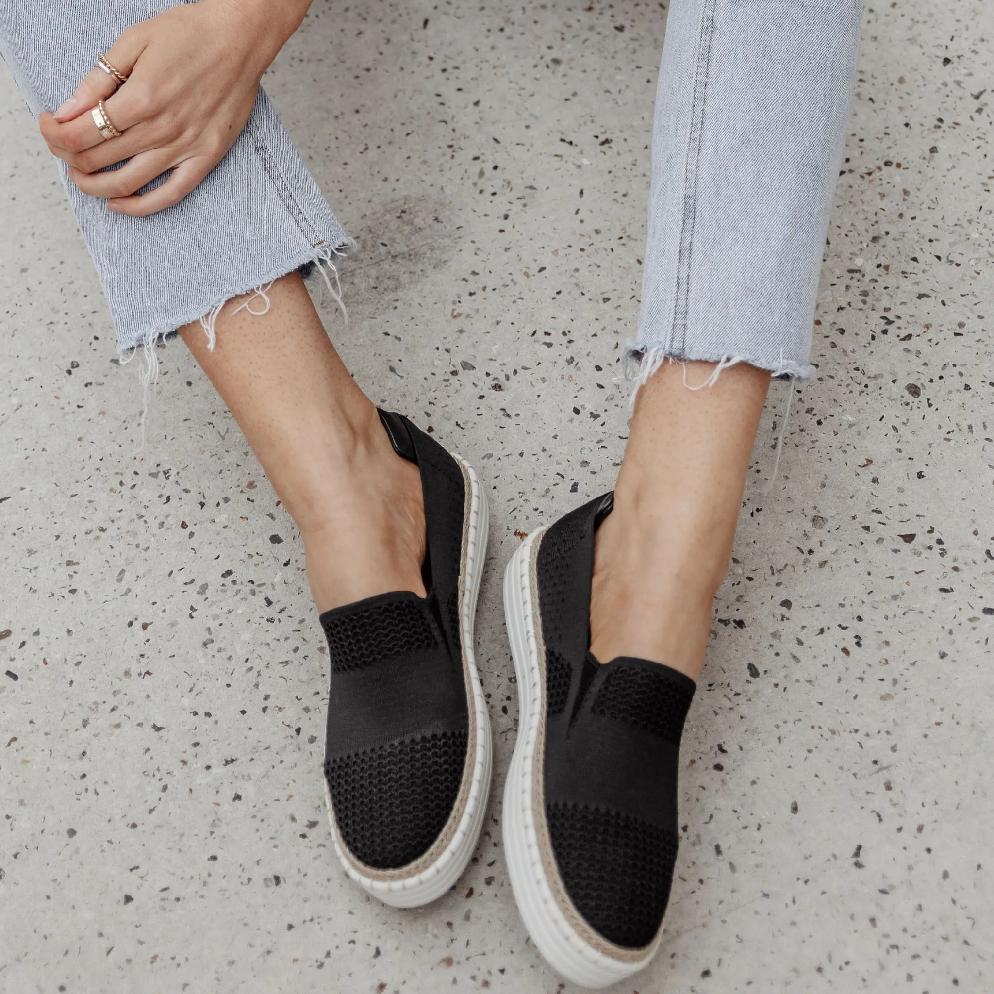 Queen Slip On Sneakers - Black Knit