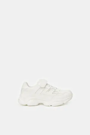 Senior Boys White Material Block Chunky Sneaker