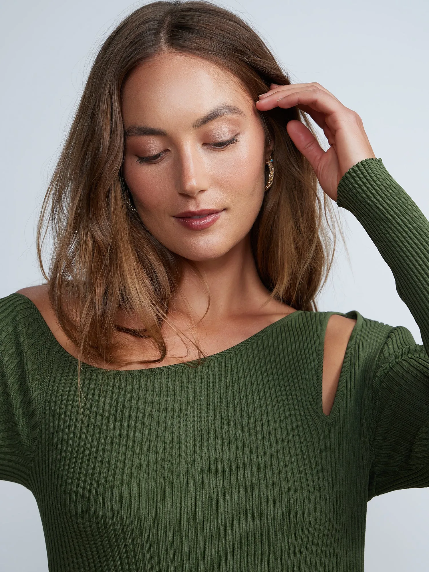 Shoulder Cut-out Sweater Dress