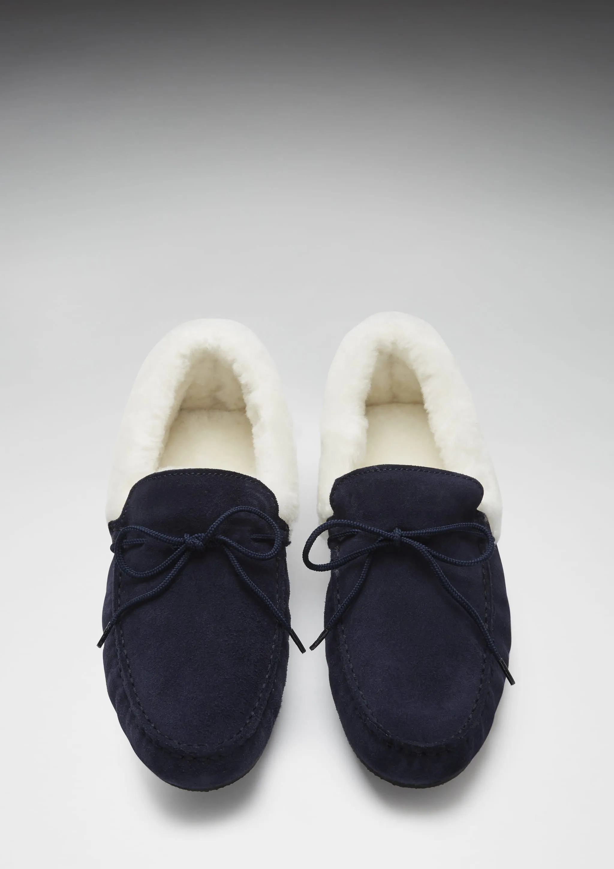 Slippers, sheepskin, navy blue suede