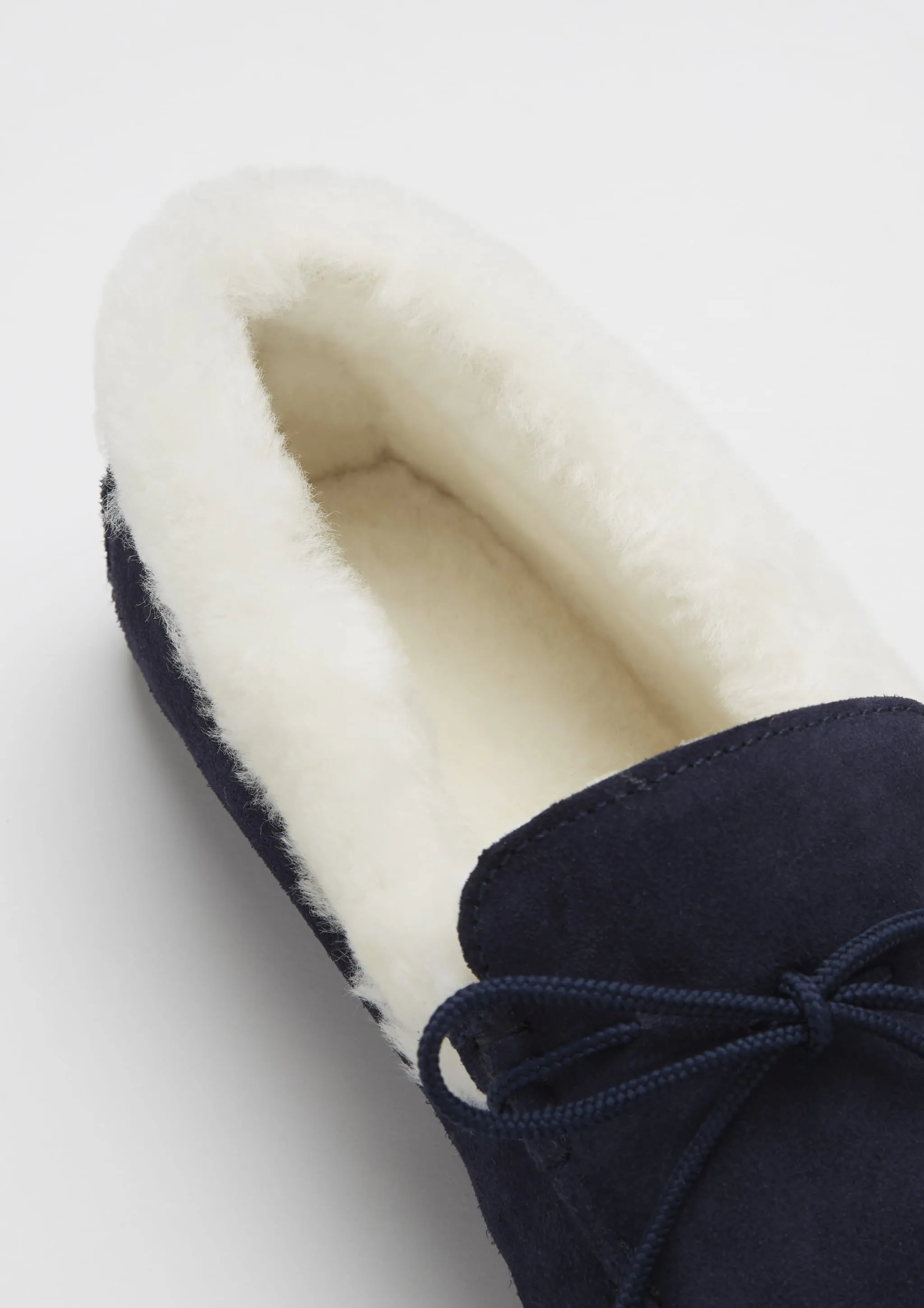 Slippers, sheepskin, navy blue suede