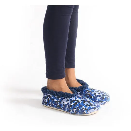 Snuggups Kids Velvet Blue Camo Slippers Small