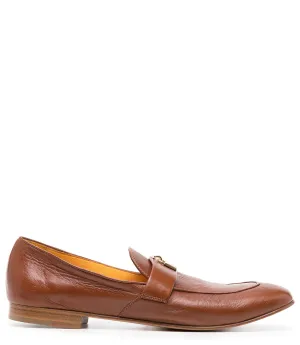 Tan Leather Lock Flat Loafer