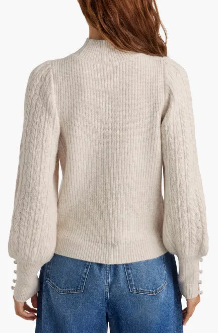 The Cable Mock Neck in Oat Heather