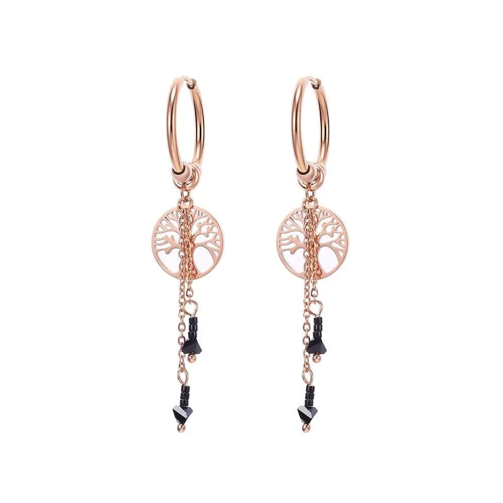 Tree Of Life Charm Drop Earrings