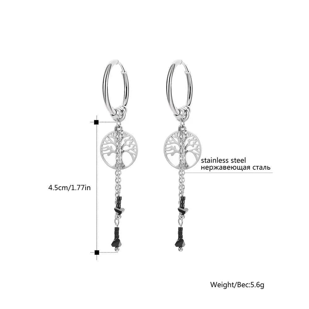 Tree Of Life Charm Drop Earrings