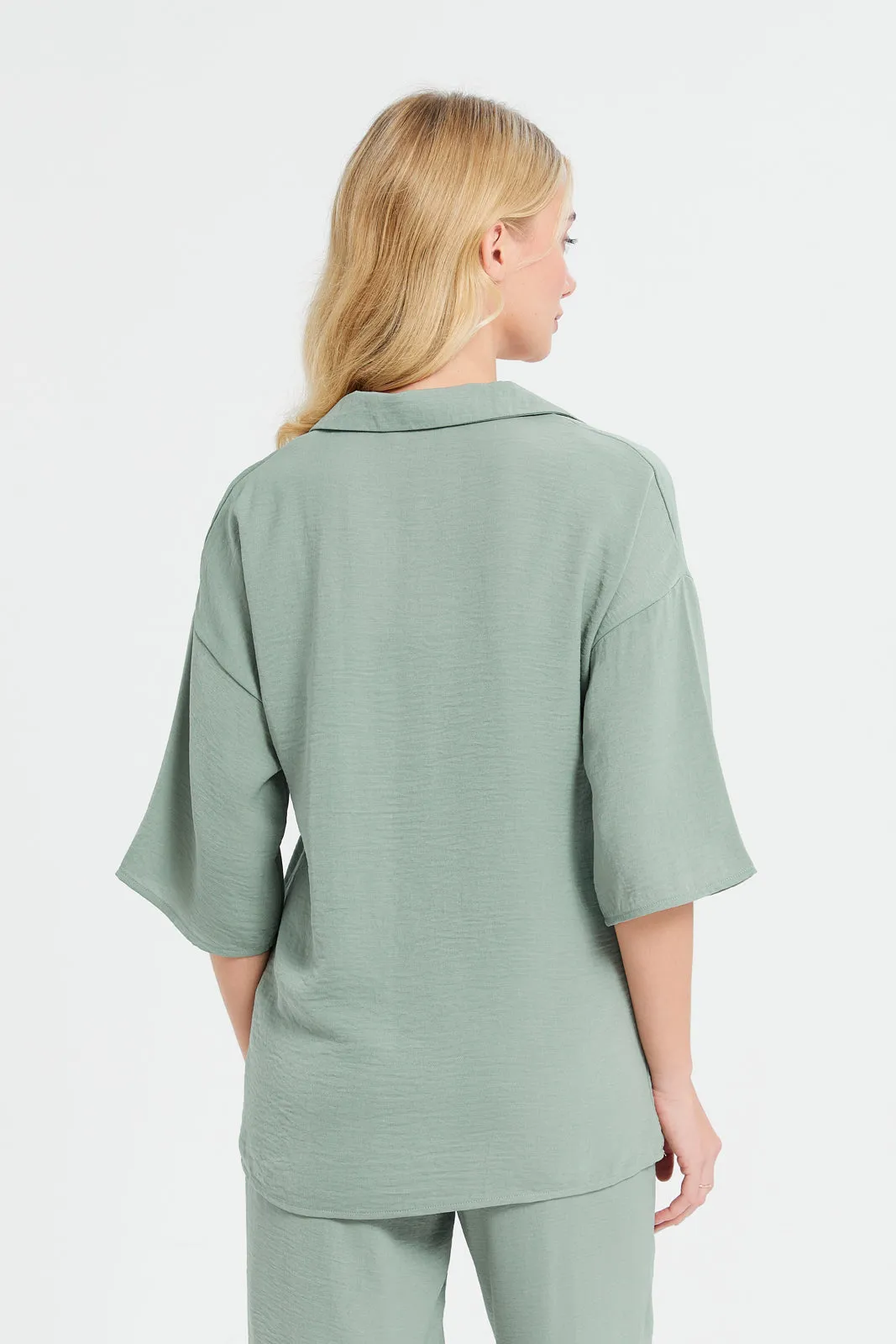 Women Mint Oversize Shirt Blouse