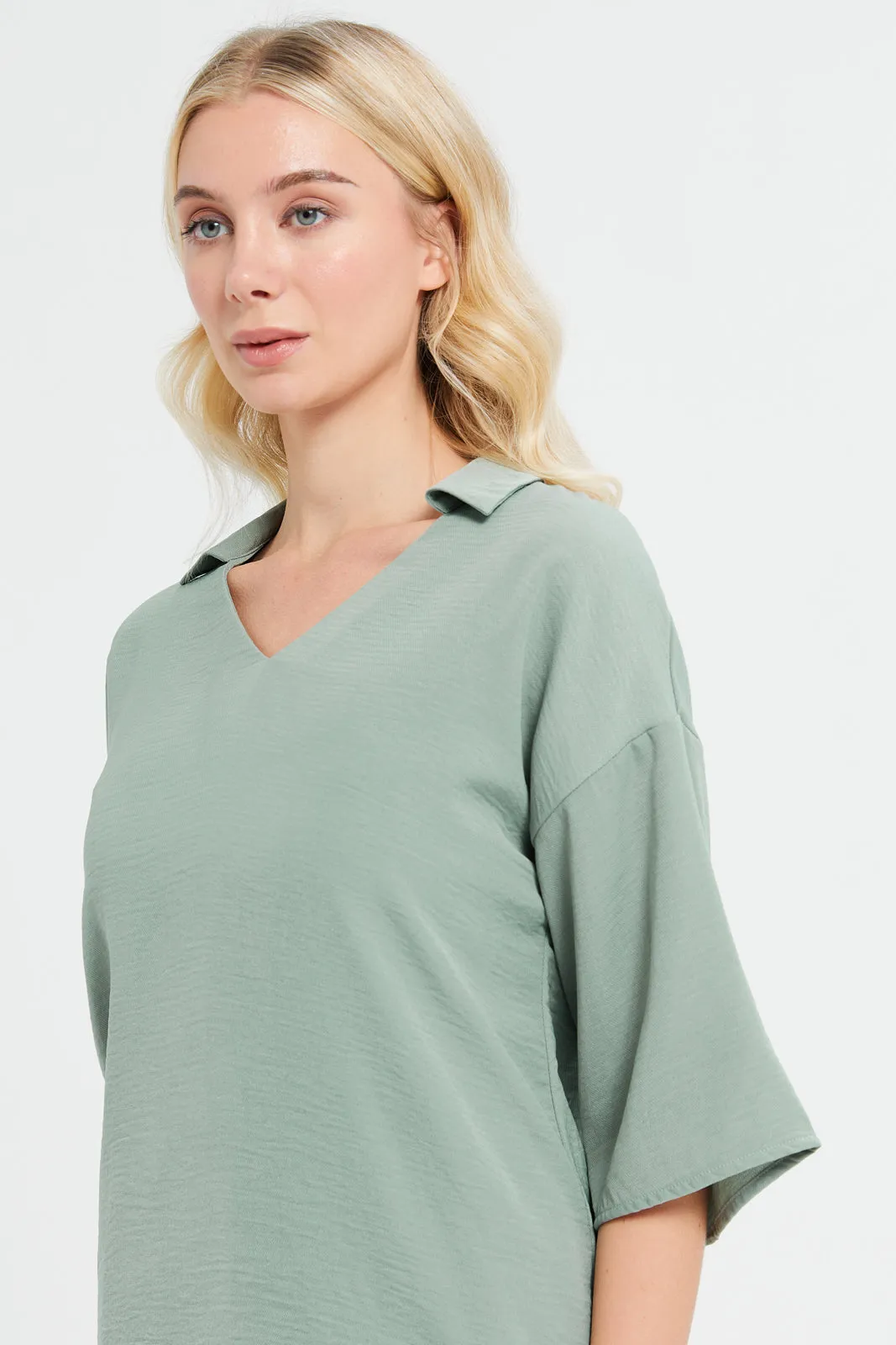 Women Mint Oversize Shirt Blouse