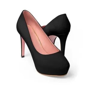 Womens Shoes, Black Canvas Style High Heel Platform Shoes