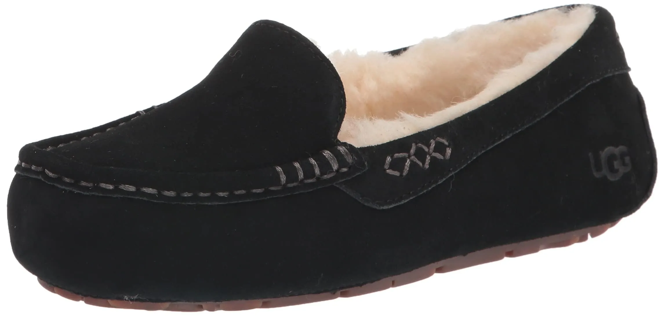 Women's Shoes UGG ANSLEY Suede Indoor/Outdoor Moccasin Slippers 1106878 BLACK