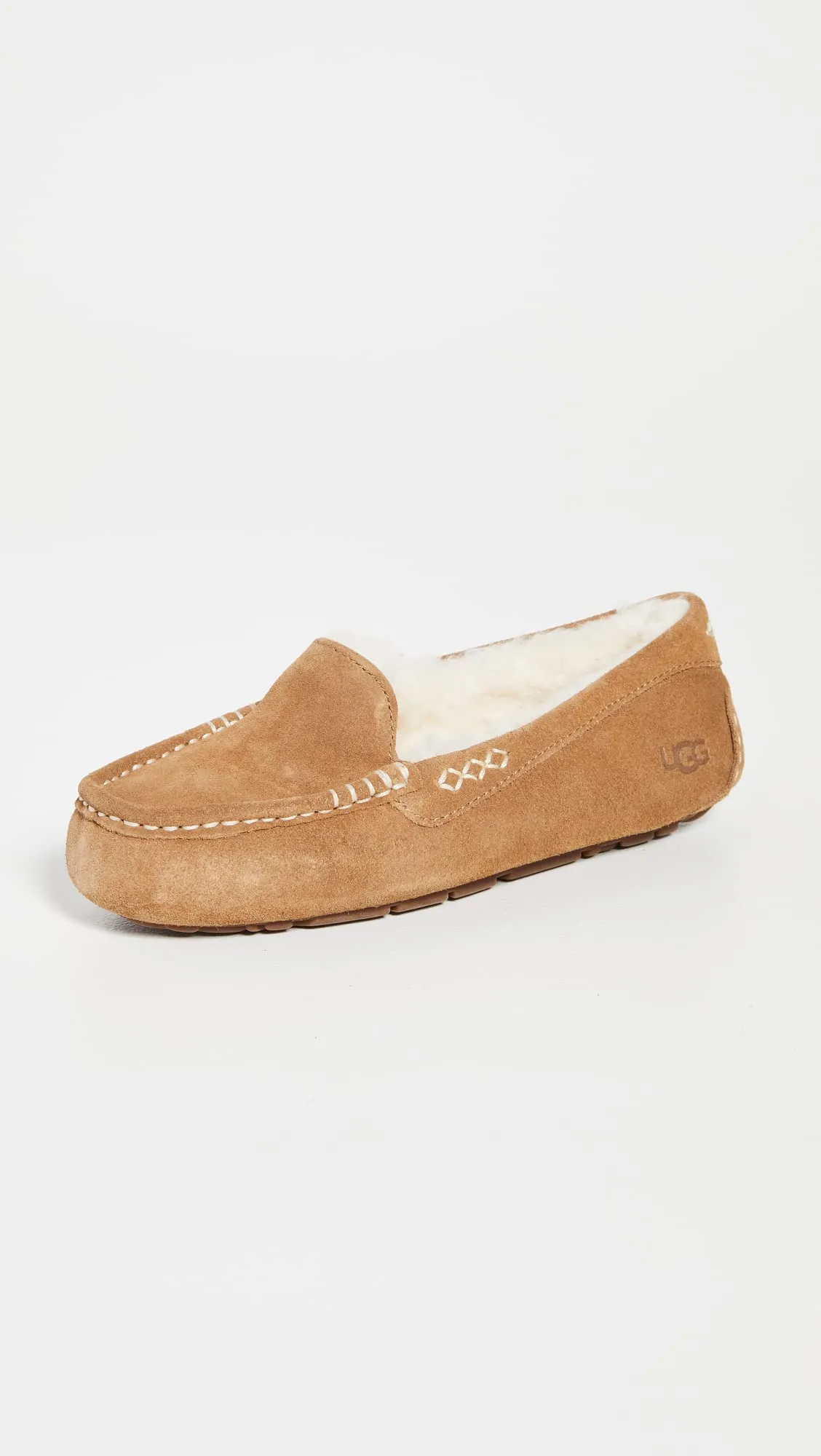 Women's Shoes UGG ANSLEY Suede Indoor/Outdoor Moccasin Slippers 1106878 CHESTNUT