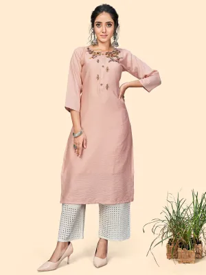 Women'S Viscose Hand Work Straight Stitched Kurta