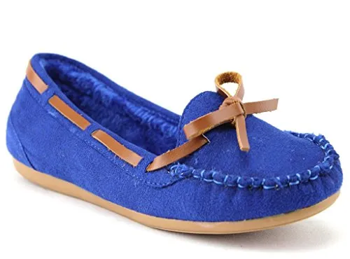 Women's WM Warm Fur Lined Winter Moccasin Flats Shoes