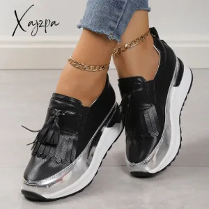 Xajzpa - Black Casual Sportswear Patchwork Contrast Round Comfortable Out Door Shoes